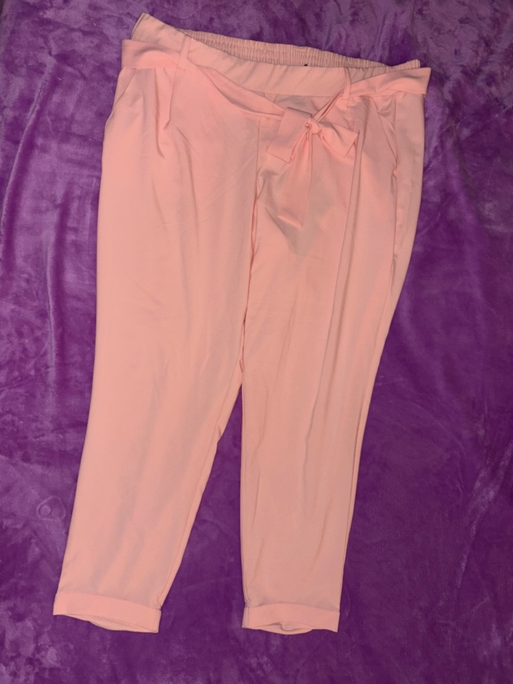 torrid Peach Elastic Tie-Waist Tapered Pants